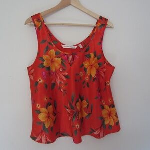 Victorias Secret Tank Top Womens L Heart Label Floral Silky‎ Satin 90's  **READ